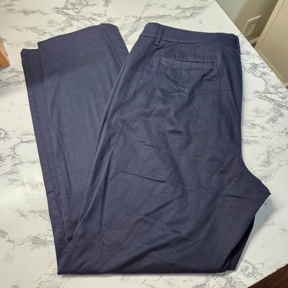 Gloria Vanderbilt Missy 18 Dark Navy Blue Straight Leg Khaki Chino Office Pants - Picture 1 of 11